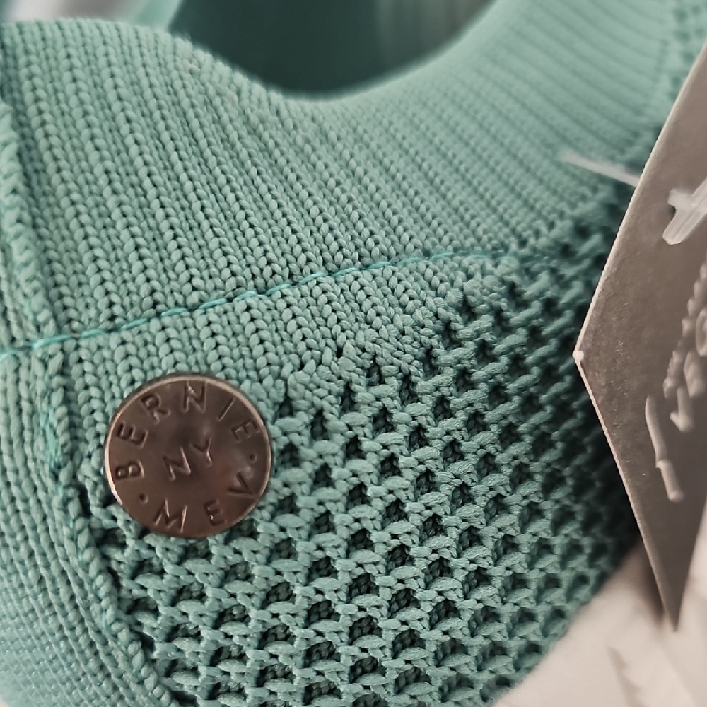 bernie mev. Teal and Gray Knit Sneakers - Picture 6 of 9